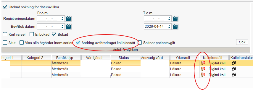 Bild från planerade vårdåtgärder i Cosmic som visar en filtreringsinställning