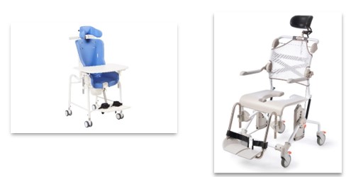 två olika typer av hygienstolar från leverantören Etac.