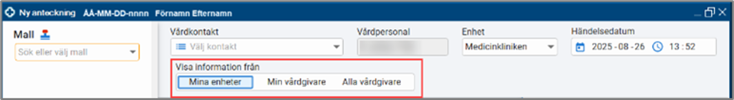 Fönstret Ny anteckning i Cosmic