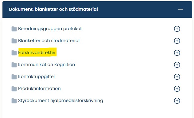 Bild på informationsbox där man kan hitta dokumenten om förskrivardirektiven.
