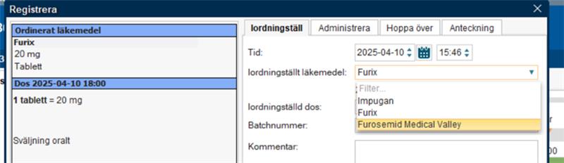 Bild från läkemedelsmodulen