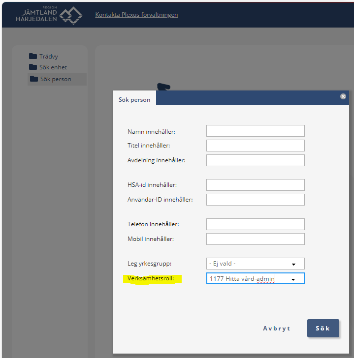 Sök Verksamhetsroll "1177 Hitta vård-admin"