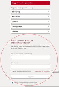 Bild av inloggningsruta till Cambios utbildningsportal