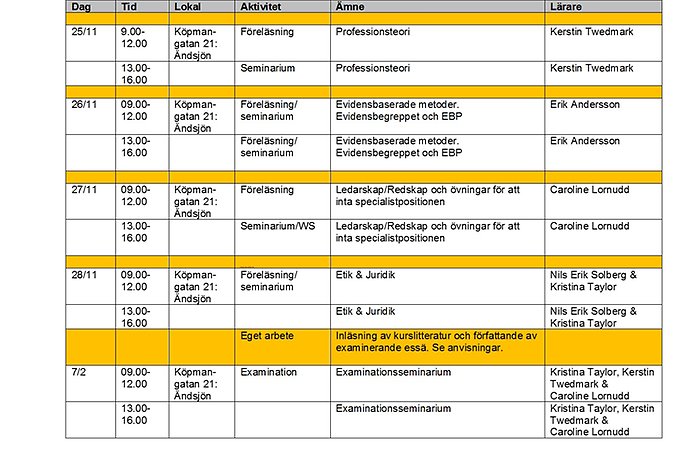 Preliminärt schema